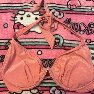 Shimmering Pink Halter Bikini Top